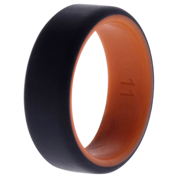 Silicone Wedding 2Layer Beveled 8mm Ring - Orange-Black ROQ for Men 11 mm Ring - Picture 1 of 1